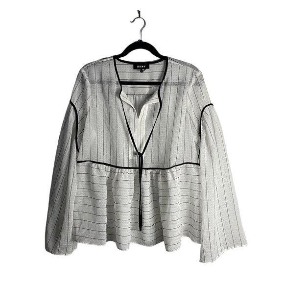 DKNY Tops - DKNY Women's White Sheer Peplum Blouse